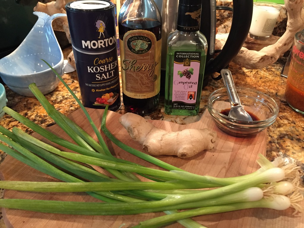 Next, make the Ginger-Scallion Sauce using these ingredients.